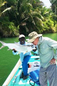 Tarpon fishing in the river at Belize's historic fishing lodge with one of Belize's best fishing guides