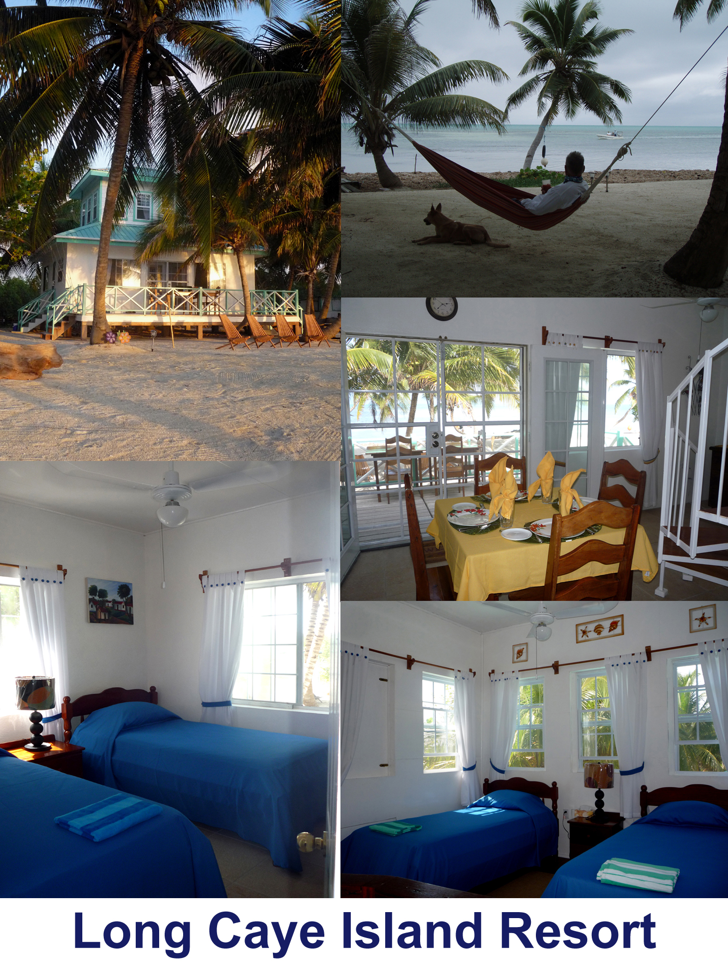 collage of images from Long Caye Island Resort