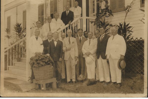 Marguerite' grandfather, Rev. Cleghorn along with Charles Lindberg in front of the Governor General House